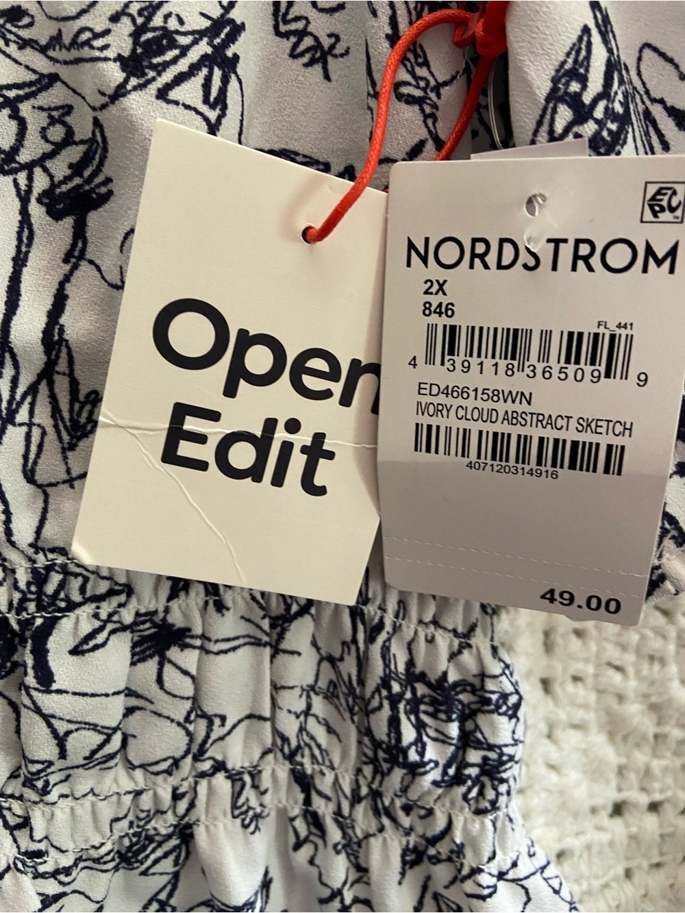 Open Edit Nordstrom Abstract Sketch Peplum Blouse 2X NWT - Picture 3 of 4